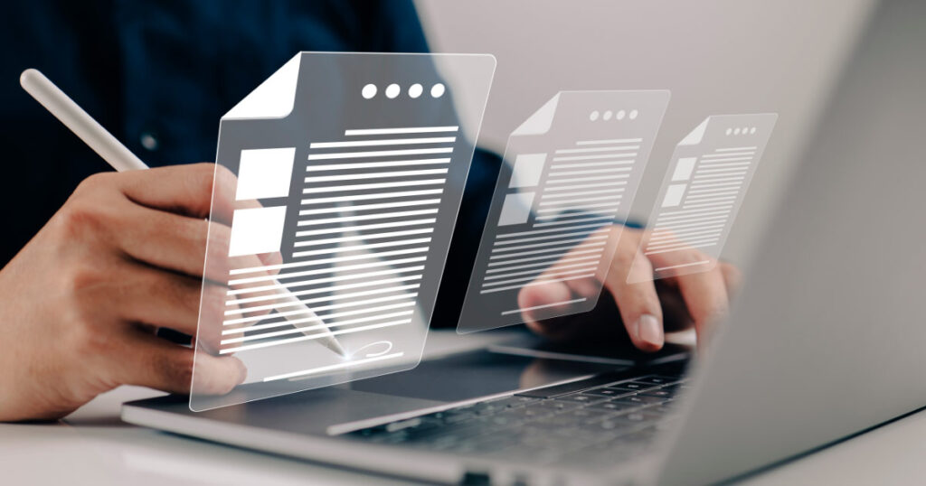 Persoon die documentatie invult om het NIE (foreigner's identification number) te verkrijgen.